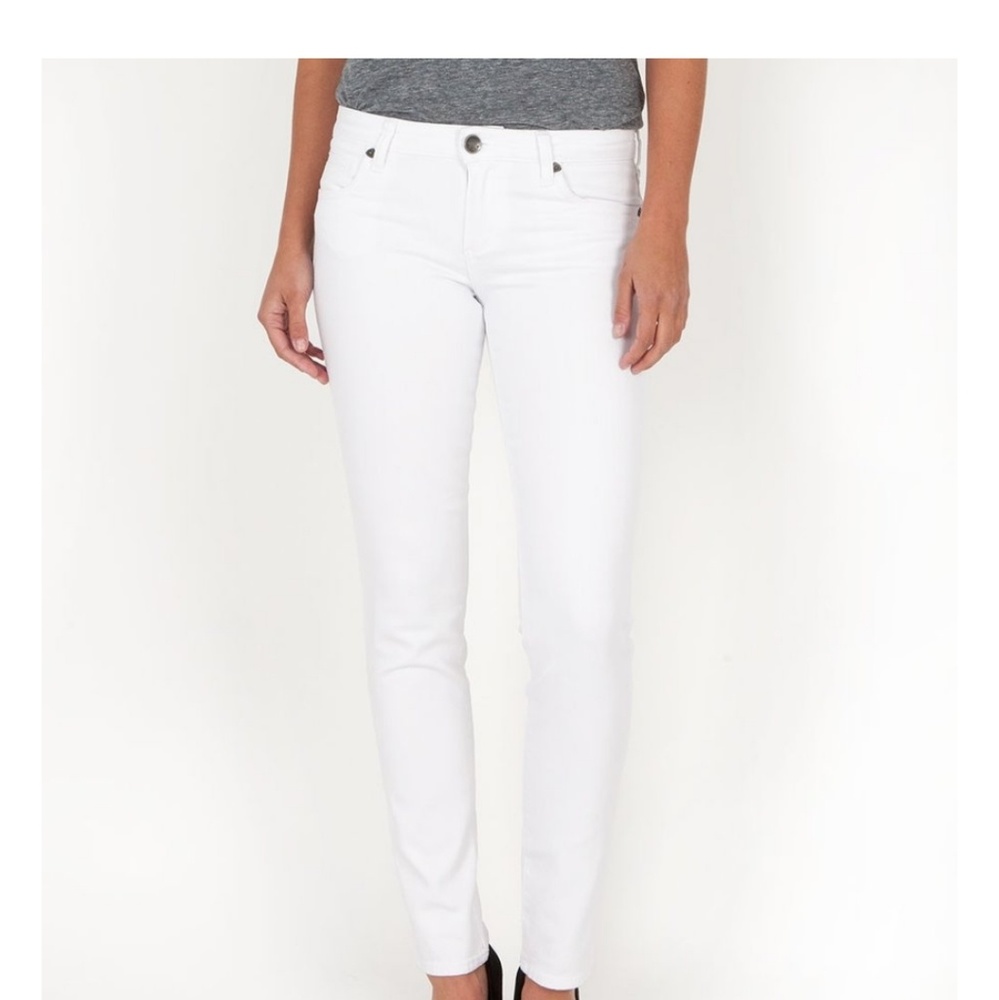 Mid rise white Kut slim jeans